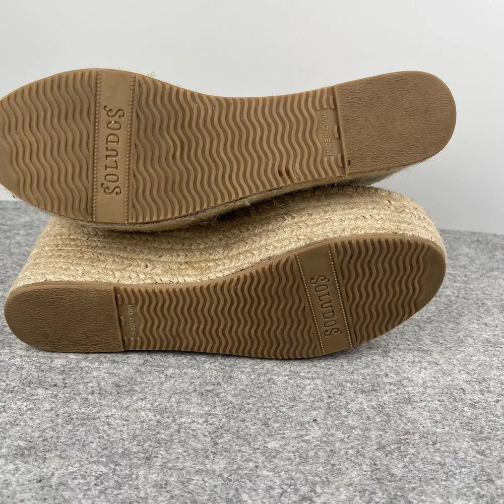 Soludos‎ Womens Tan Suede Espadrille Platform Wedge Sandals Size 6.5 EU 37